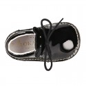 Little bear safari style boots in BLACK patent leather.