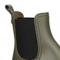 MATTE colors Ankle rain boots with elastic band and MOUNTAIN soles design.