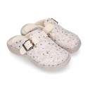 Wool effect OKAA CLOG Home shoes with STARS design.