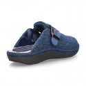 JEANS color Wool effect OKAA CLOG Home shoes with buckle design.