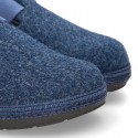 JEANS color Wool effect OKAA CLOG Home shoes with buckle design.