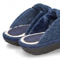 JEANS color Wool effect OKAA CLOG Home shoes with buckle design.