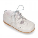 NAPPA leather Classic kids English style shoes with laces.