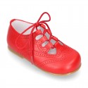 NAPPA leather Classic kids English style shoes with laces.
