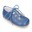 NAPPA leather Classic kids English style shoes with laces.