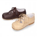 NAPPA leather Classic kids English style shoes with laces.