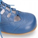 NAPPA leather Classic kids English style shoes with laces.