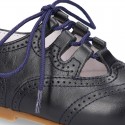 NAPPA leather Classic kids English style shoes with laces.