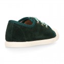 Suede leather Kids Sneaker or Bamba style shoes with toe cap and VICHY ties closure.