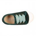 Suede leather Kids Sneaker or Bamba style shoes with toe cap and VICHY ties closure.