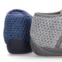 New design wool knit kids BOOTIE home shoes closed with hook and loop strap.