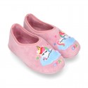 OKAA UNICORNS design Girl cloth Home shoes with elastic strap.