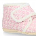 SQUARE Wool design fall-winter Kids home bootie shoes laceless.