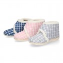 SQUARE Wool design fall-winter Kids home bootie shoes laceless.