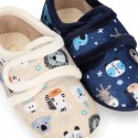 ANIMALS Wool design fall-winter Kids home shoes laceless.