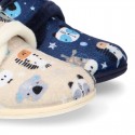 ANIMALS Wool design fall-winter Kids home shoes laceless.