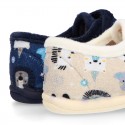 ANIMALS Wool design fall-winter Kids home shoes laceless.