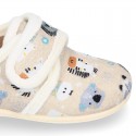 ANIMALS Wool design fall-winter Kids home shoes laceless.