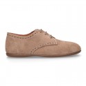 Suede leather Kids Laces up shoes with CHOPPED design.