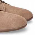 Suede leather Kids Laces up shoes with CHOPPED design.