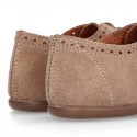 Suede leather Kids Laces up shoes with CHOPPED design.