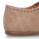 Suede leather Kids Laces up shoes with CHOPPED design.