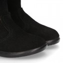 Classic Girl BLACK suede leather boots with FUR NECK design.