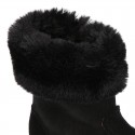 Classic Girl BLACK suede leather boots with FUR NECK design.