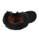 Classic Girl BLACK suede leather boots with FUR NECK design.