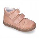 Kids OKAA CASUAL Ankle boot shoes tennis style laceless in Nappa leather.