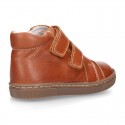 Kids OKAA CASUAL Ankle boot shoes tennis style laceless in Nappa leather.