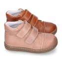 Kids OKAA CASUAL Ankle boot shoes tennis style laceless in Nappa leather.