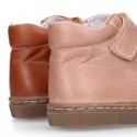 Kids OKAA CASUAL Ankle boot shoes tennis style laceless in Nappa leather.