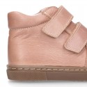 Kids OKAA CASUAL Ankle boot shoes tennis style laceless in Nappa leather.