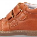 Kids OKAA CASUAL Ankle boot shoes tennis style laceless in Nappa leather.