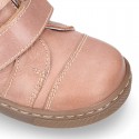 Kids OKAA CASUAL Ankle boot shoes tennis style laceless in Nappa leather.