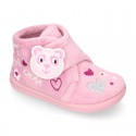 Little kids OKAA BEAR design wool cotton home bootie shoes laceless.