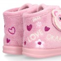 Little kids OKAA BEAR design wool cotton home bootie shoes laceless.