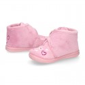 Little kids OKAA BEAR design wool cotton home bootie shoes laceless.