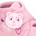 Little kids OKAA BEAR design wool cotton home bootie shoes laceless.