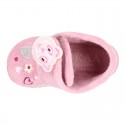 Little kids OKAA BEAR design wool cotton home bootie shoes laceless.