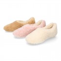 TEDDY type Wool Kids closed home shoes.