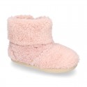 TEDDY type Wool Kids bootie home shoes with zipper closure