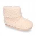 TEDDY type Wool Kids bootie home shoes with zipper closure