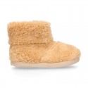 TEDDY type Wool Kids bootie home shoes with zipper closure