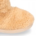 TEDDY type Wool Kids bootie home shoes with zipper closure