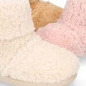 TEDDY type Wool Kids bootie home shoes with zipper closure