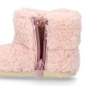 TEDDY type Wool Kids bootie home shoes with zipper closure