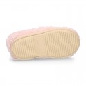 TEDDY type Wool Kids bootie home shoes with zipper closure