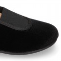 Special BLACK velvet canvas Kids Sneaker shoes with ELASTIC design.